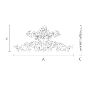 horizontal decorative flowers basket wood carving applique baroque style